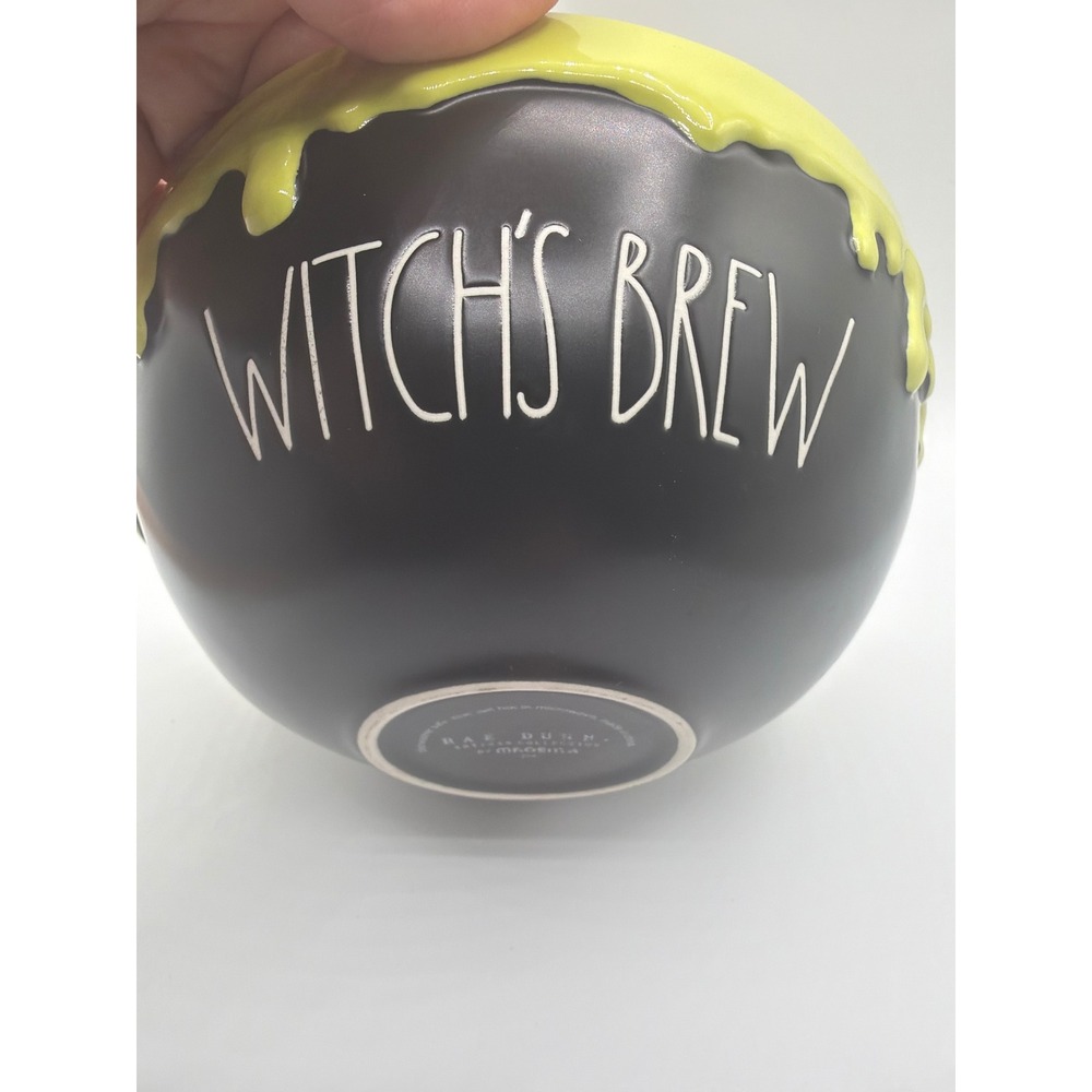Rae Dunn WITCH'S BREW Halloween Bowl Black Lime Green Slime Drip 7"